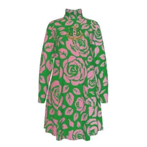 Alpha Kappa Alpha High Neck Dress With Long Sleeve