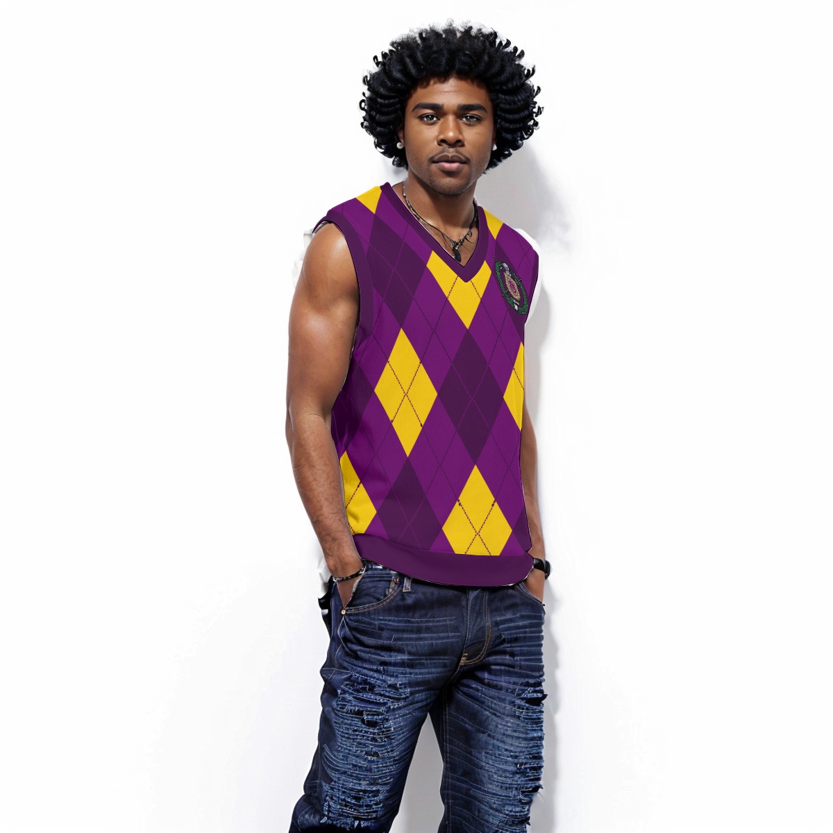 Omega Psi Phi V-neck Christmas Vest - Image 2