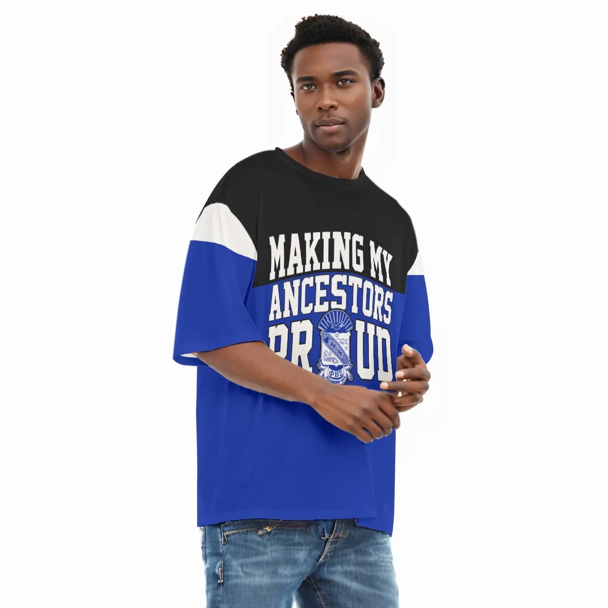 Phi Beta Sigma Drop Shoulder T-shirt With Short Sleeve - Image 2