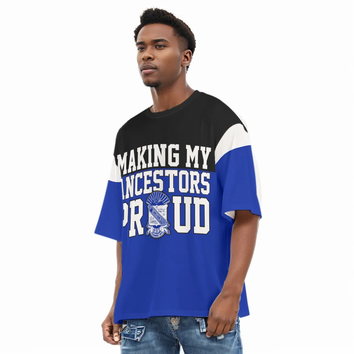 Phi Beta Sigma Drop Shoulder T-shirt With Short Sleeve - Image 3