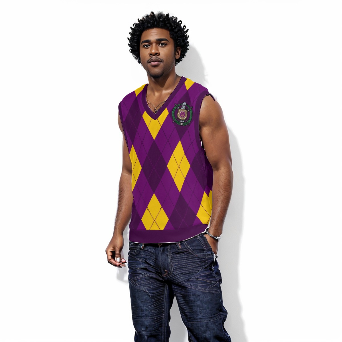Omega Psi Phi V-neck Christmas Vest - Image 3