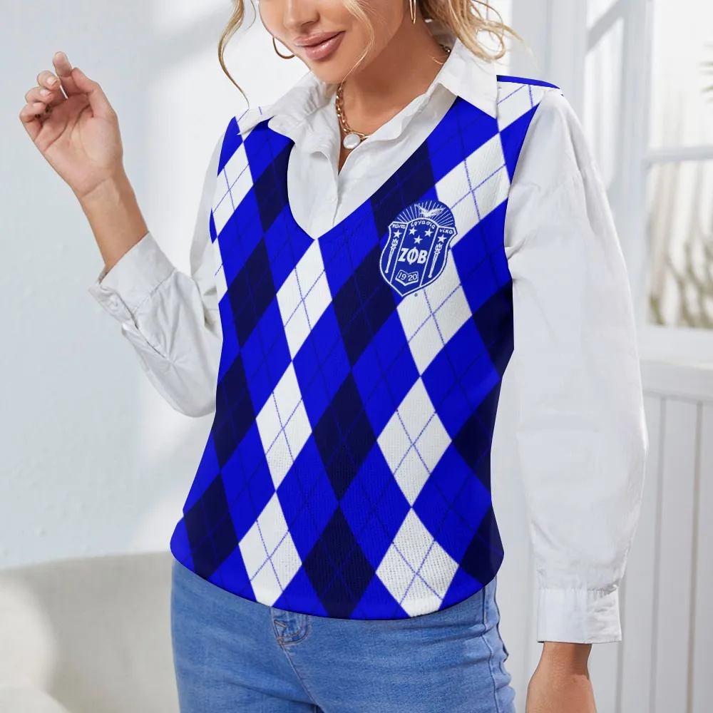 Zeta Phi Beta Long Sleeve Button Knit Christmas Vest - Image 6