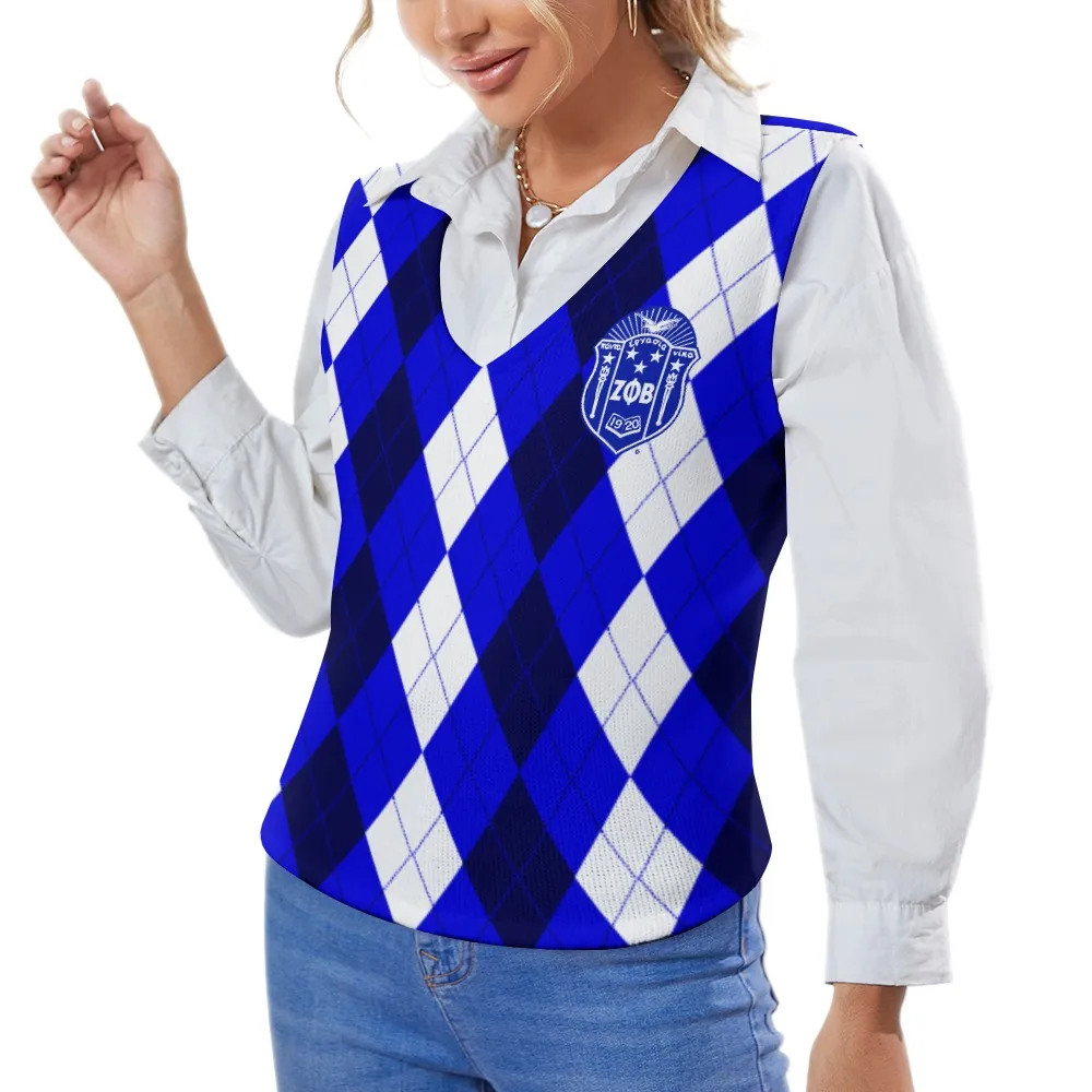 Zeta Phi Beta Long Sleeve Button Knit Christmas Vest