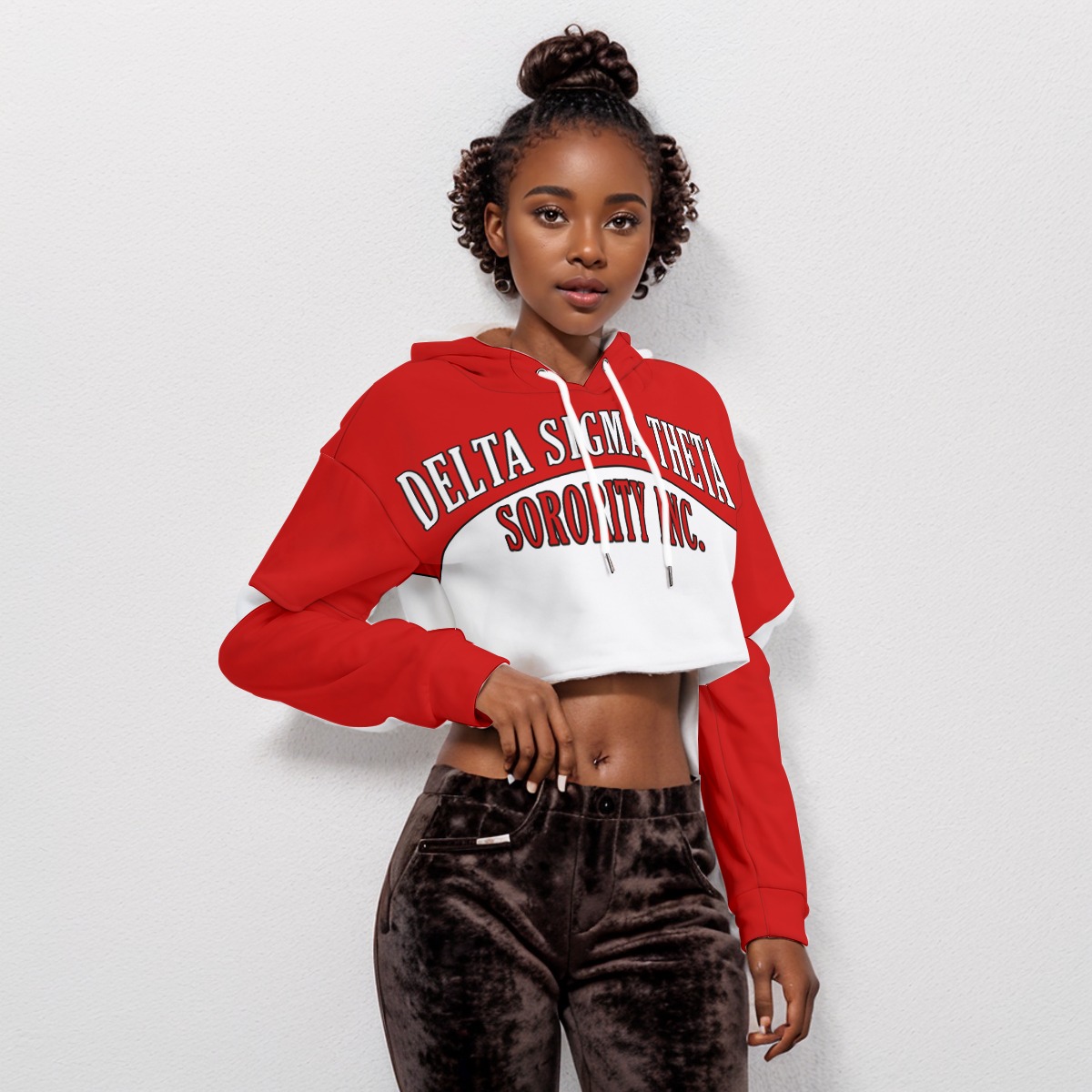 Delta Sigma Theta Heavy Fleece Hoodie With Hollow Out Sleeve - Image 2
