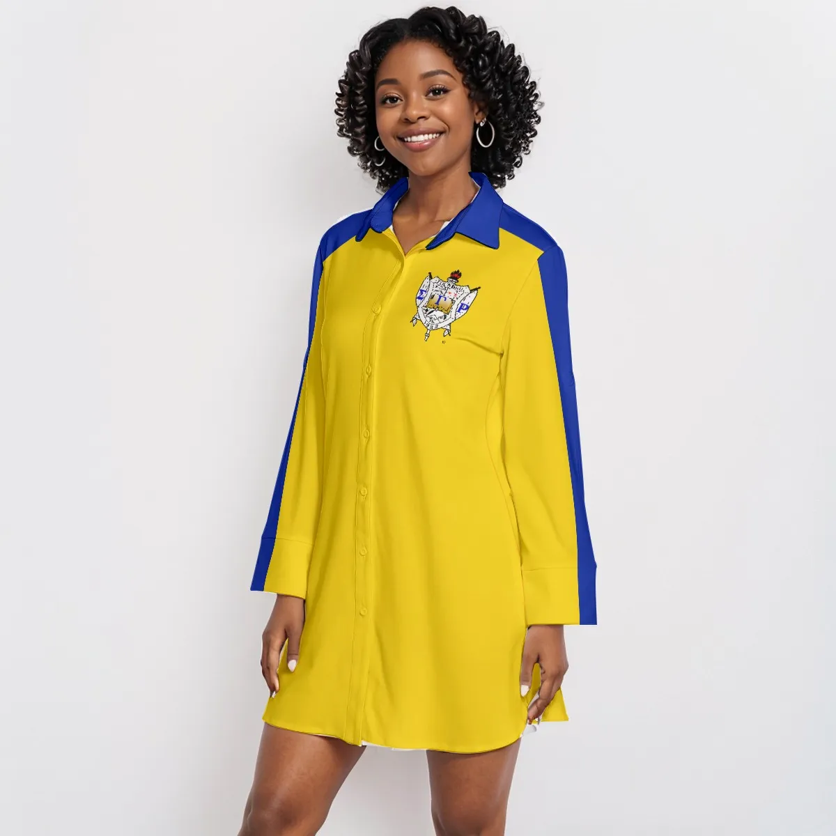Sigma Gamma Rho Lapel Shirt Dress With Long Sleeve - Image 2