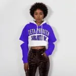 Zeta Phi Beta Heavy Fleece Hoodie With Hollow Out Sleeve