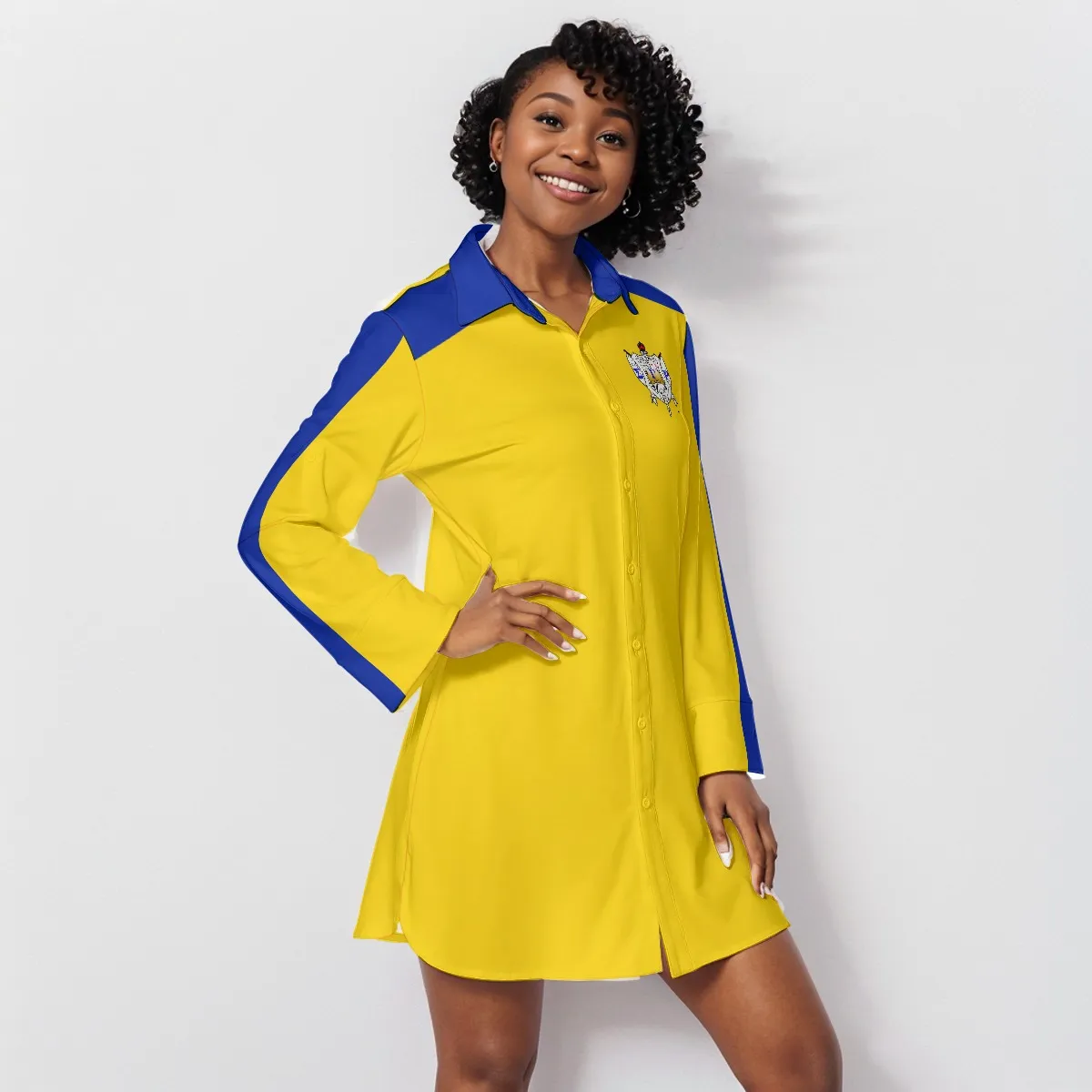 Sigma Gamma Rho Lapel Shirt Dress With Long Sleeve - Image 3
