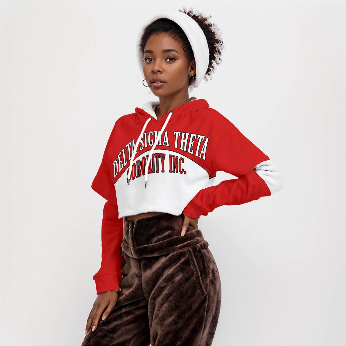 Delta Sigma Theta Heavy Fleece Hoodie With Hollow Out Sleeve - Image 3