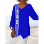 Zeta Phi Beta V-Neck With Irregular Hem