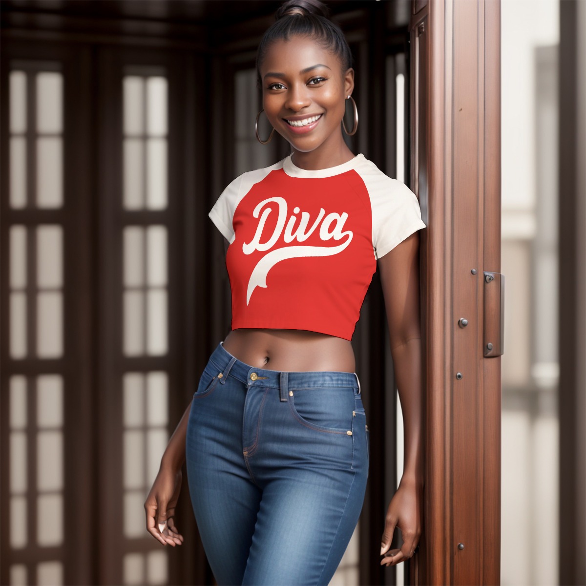 Delta Sigma Theta Diva Raglan Cropped T-shirt - Image 3