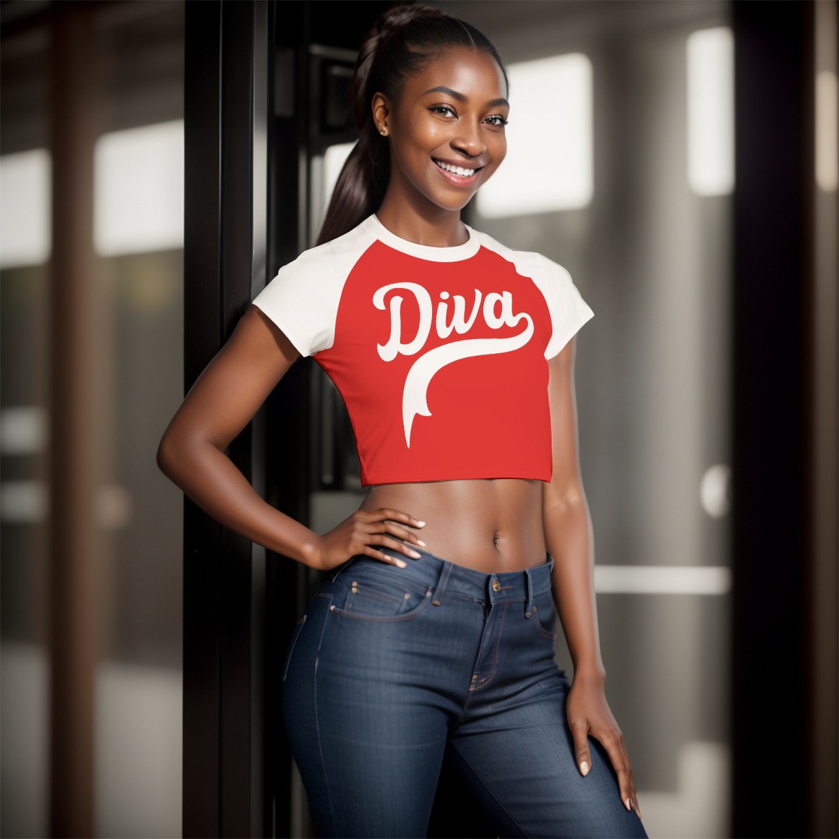 Delta Sigma Theta Diva Raglan Cropped T-shirt - Image 2
