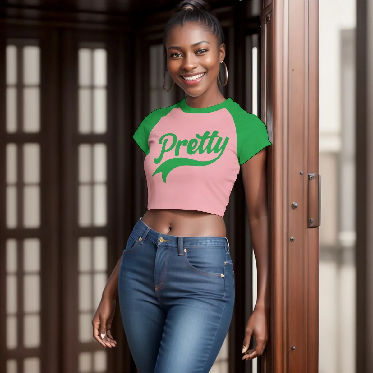 Alpha Kappa Alpha Pretty Raglan Cropped T-shirt - Image 3