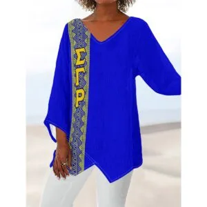 Sigma Gamma Rho V-Neck With Irregular Hem