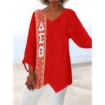 Delta Sigma Theta V-Neck With Irregular Hem
