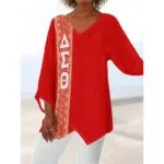 Delta Sigma Theta V-Neck With Irregular Hem