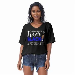 Zeta Phi Beta Black Bat Sleeves V-Neck Blouse