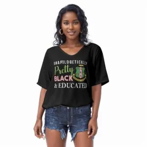 Alpha Kappa Alpha Black Bat Sleeves V-Neck Blouse