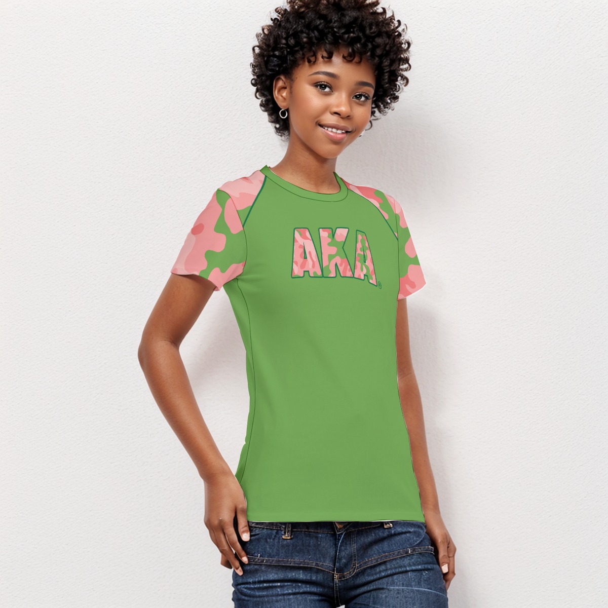 Alpha Kappa Alpha Camouflage Sleeve Tee - Image 2