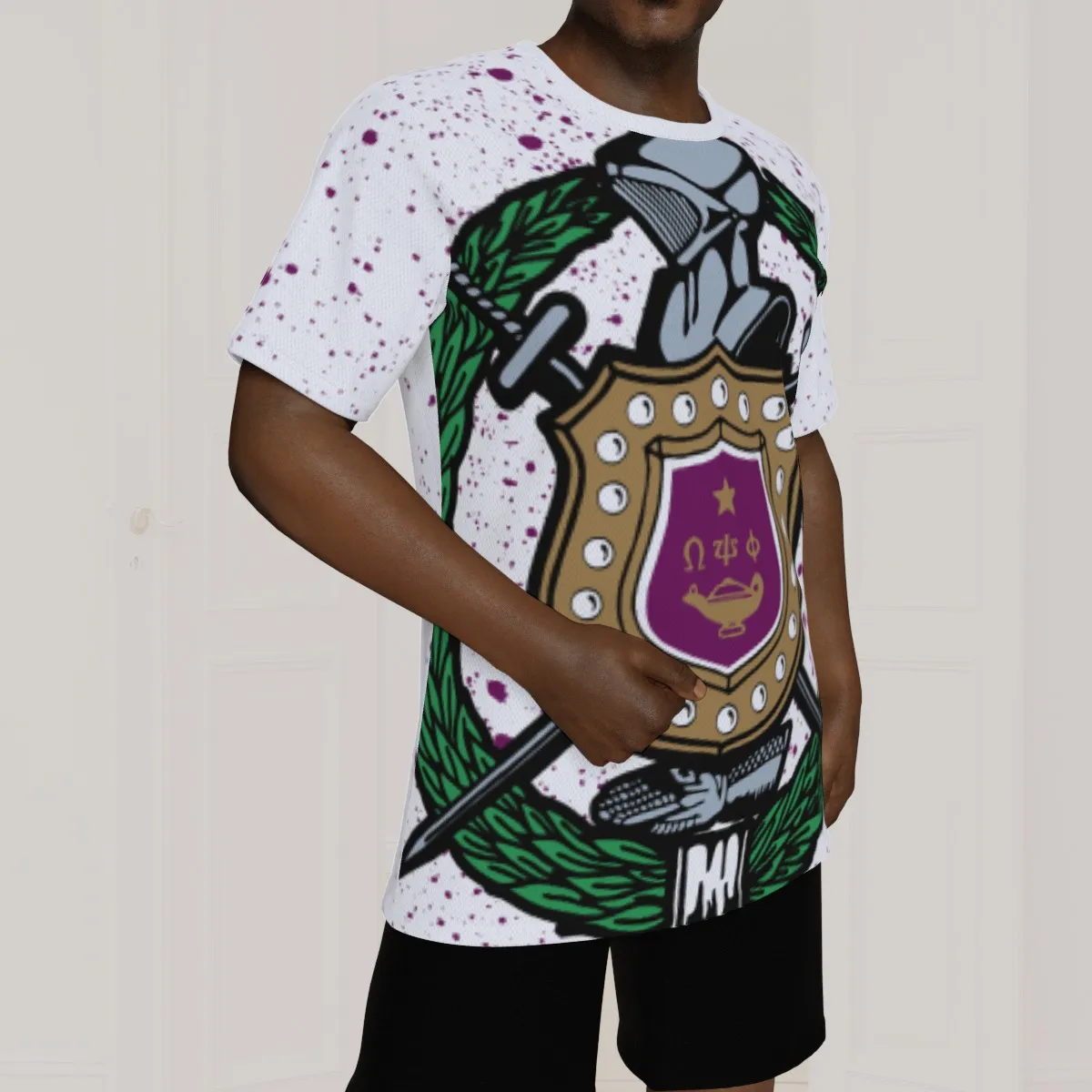 Omega Psi Phi LARGE CREST AOP Cut & Sew Tee - Image 2