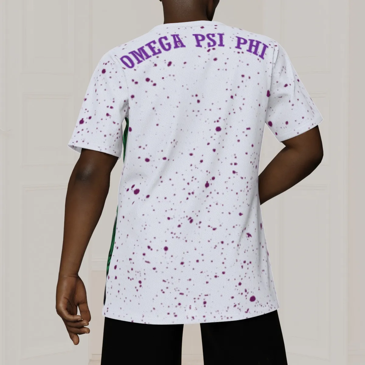 Omega Psi Phi LARGE CREST AOP Cut & Sew Tee - Image 3