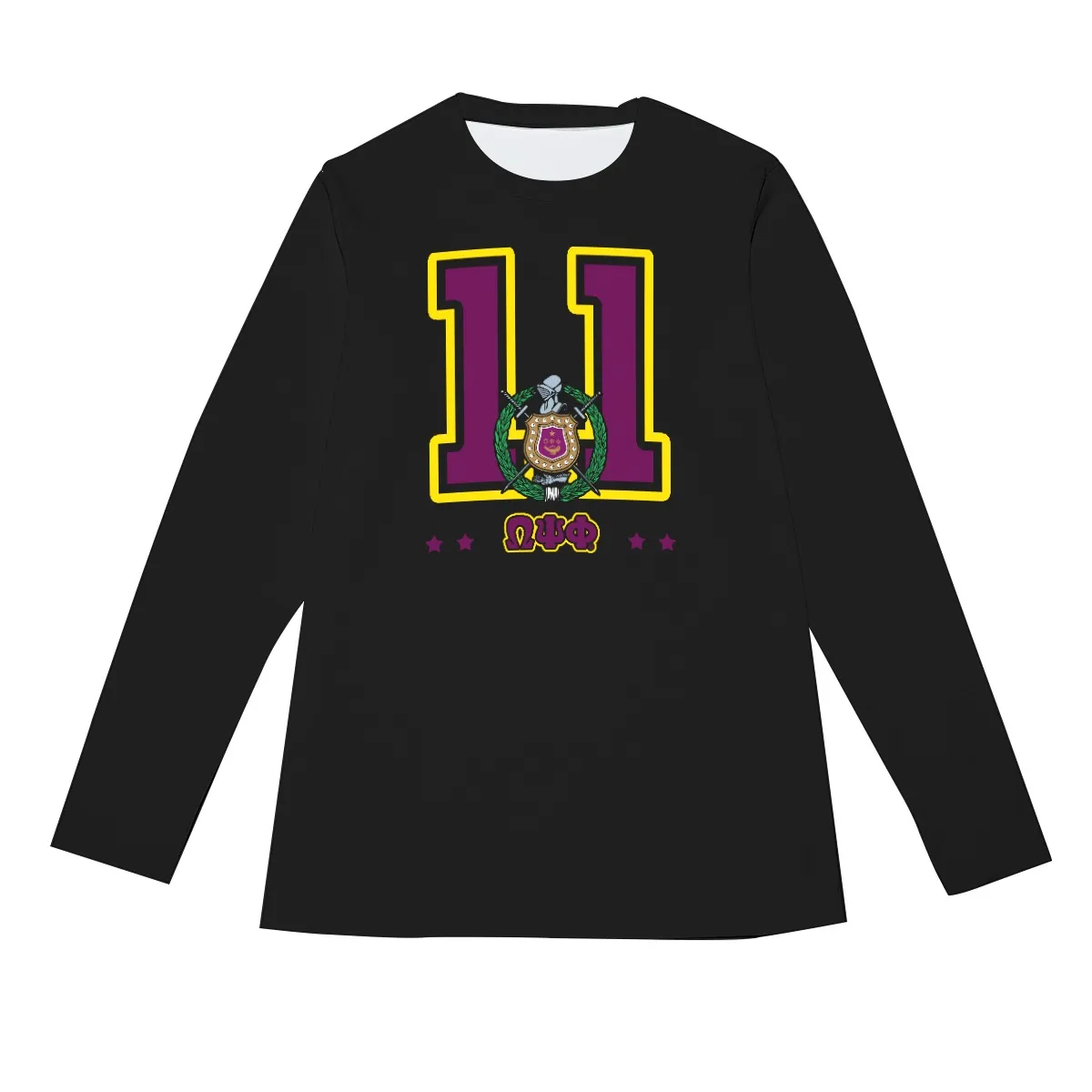 Omega Psi Phi Founding Year Canvas Long Sleeve Shirt - Image 4