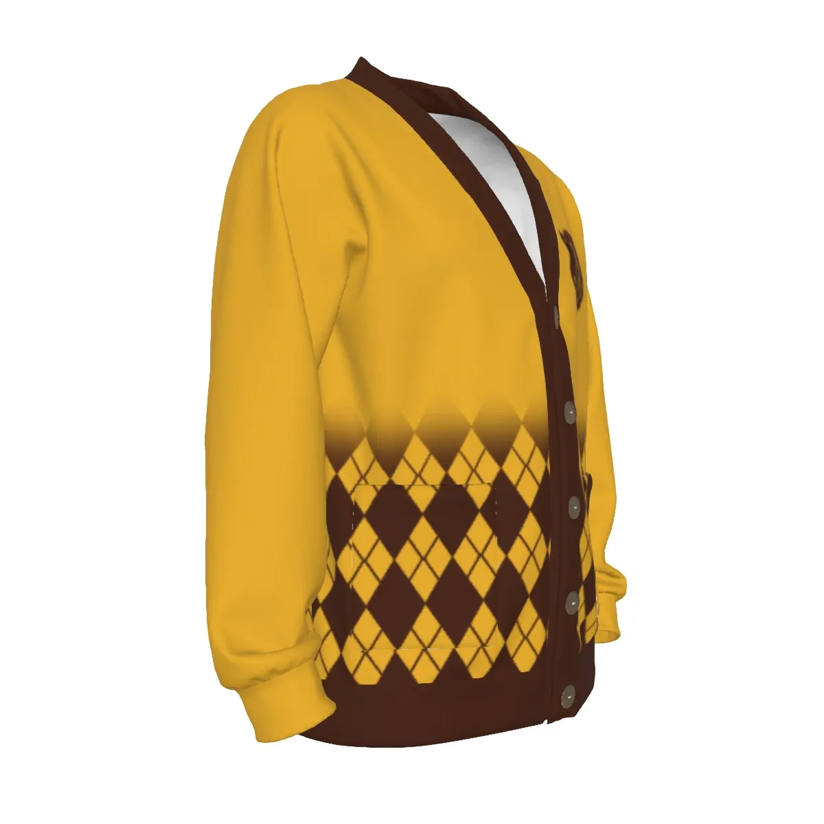 Iota Phi Theta All-Over Print Unisex V-neck Knitted Fleece Cardigan With Button Closure - Image 3