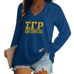 Sigma Gamma Rho All-Over Print Women’s V-Neck Long Sleeves T-Shirt