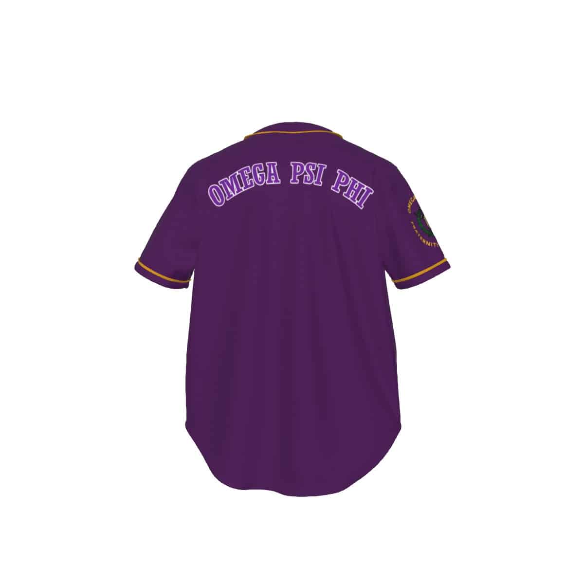 Omega Psi Phi Short Sleeve Baseball Jersey With Pinstripes - Image 2
