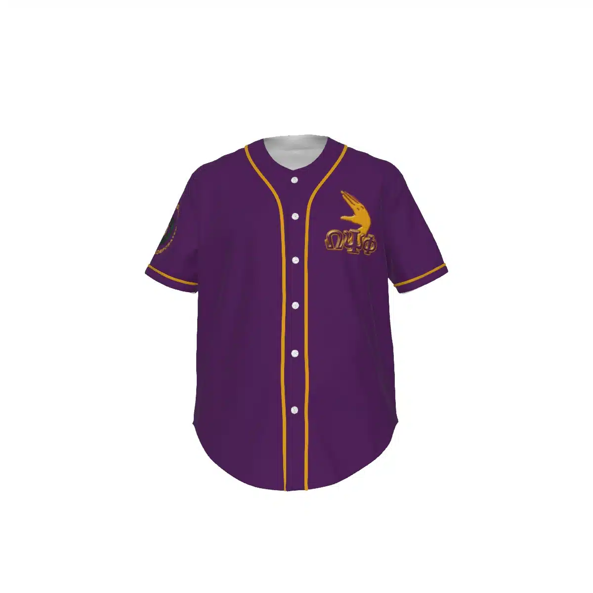 Omega Psi Phi Short Sleeve Baseball Jersey With Pinstripes