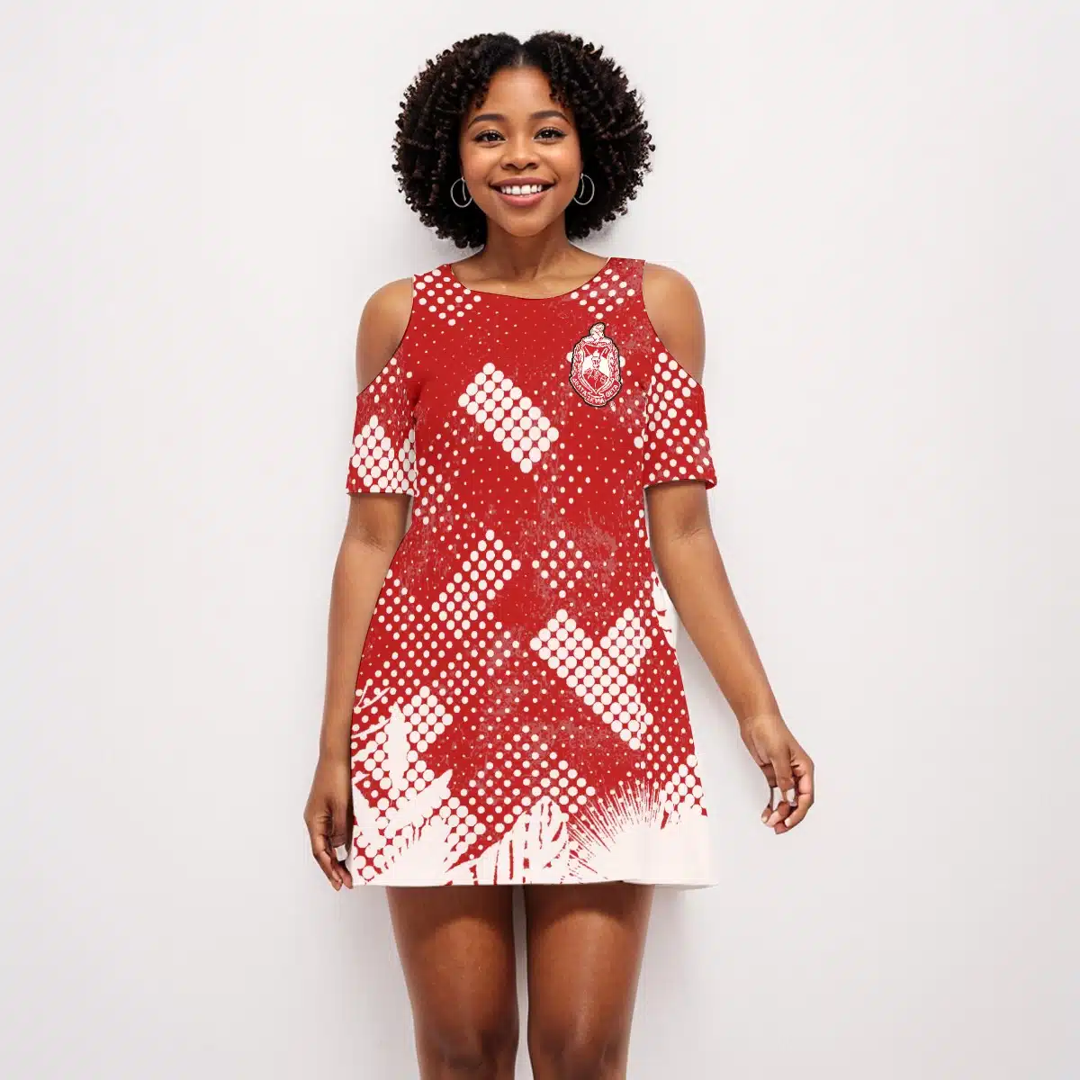 Delta Sigma Theta Cold Shoulder Dress | 190GSM Cotton