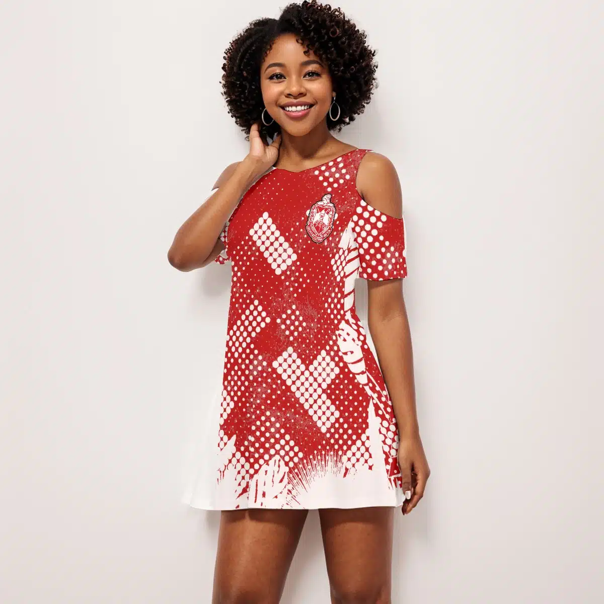 Delta Sigma Theta Cold Shoulder Dress | 190GSM Cotton - Image 3