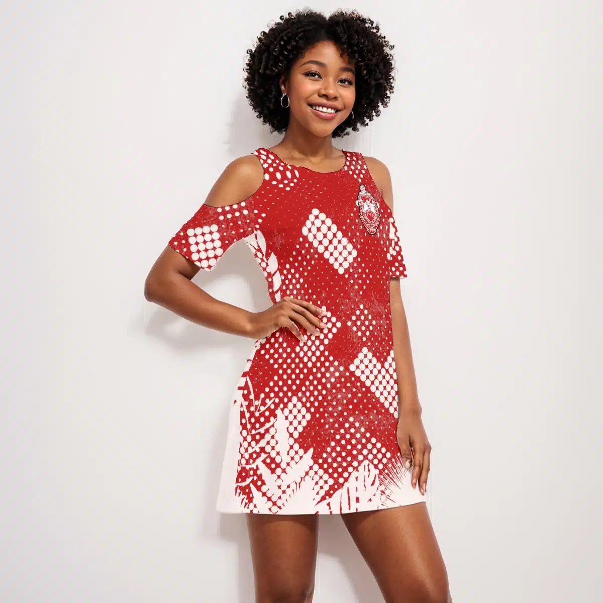 Delta Sigma Theta Cold Shoulder Dress | 190GSM Cotton - Image 2