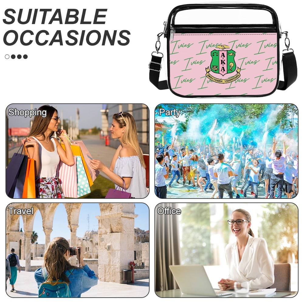 Alpha Kappa Alpha two piece set transparent Satchel - Image 4