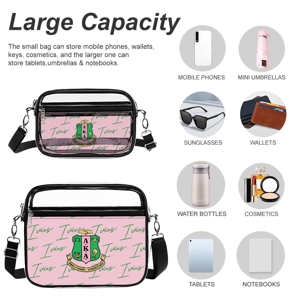 Alpha Kappa Alpha two piece set transparent Satchel - Image 5
