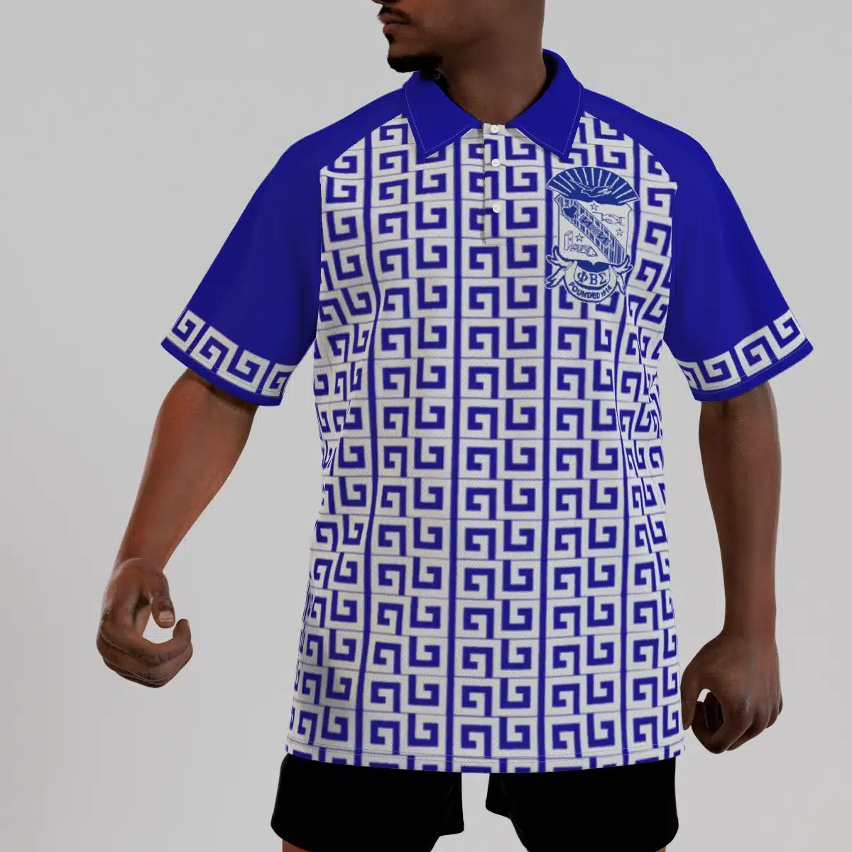 Phi Beta Sigma Short Sleeve Polo Shirt With Button Closure