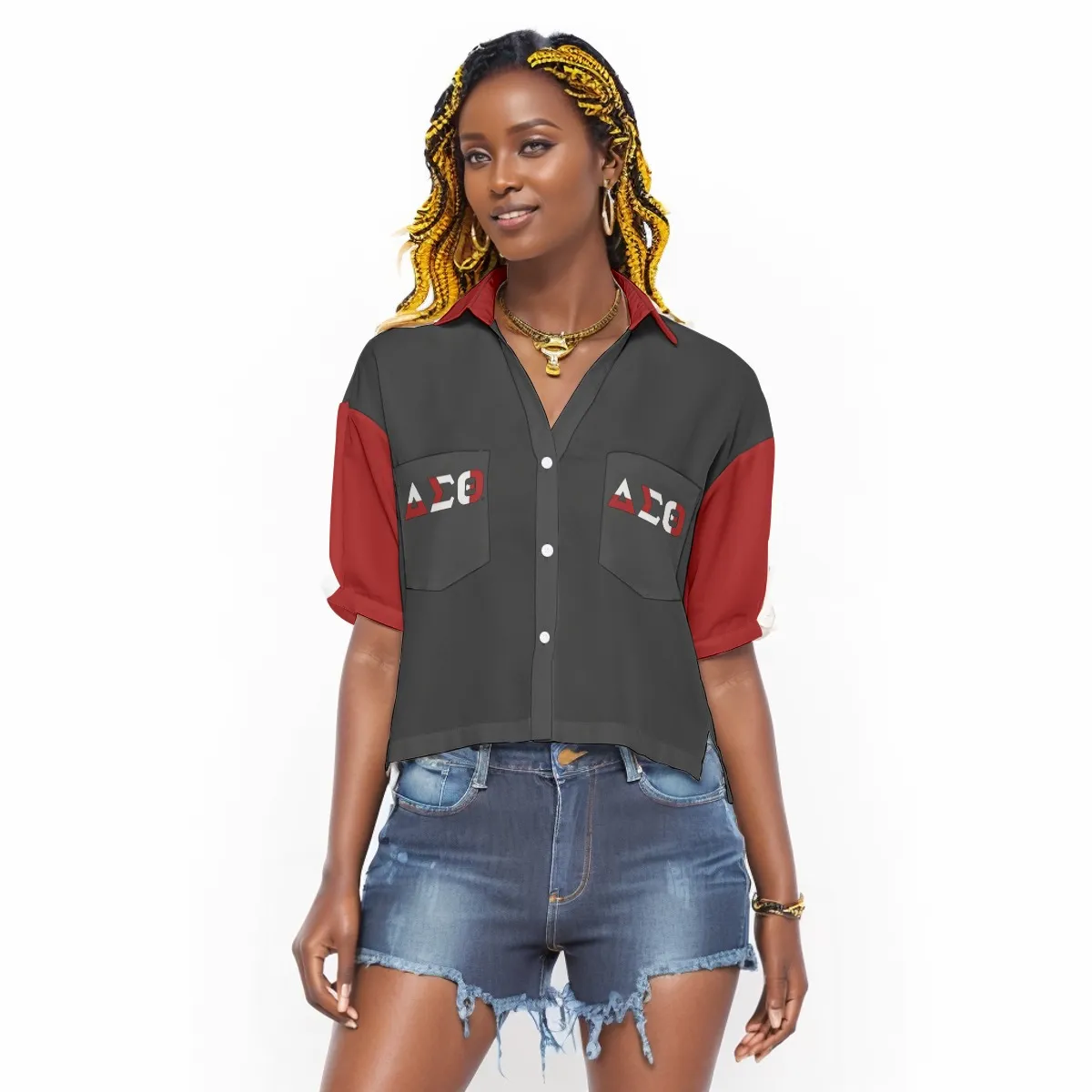 Delta Sigma Theta Overlaps Women's V-neck Shirts