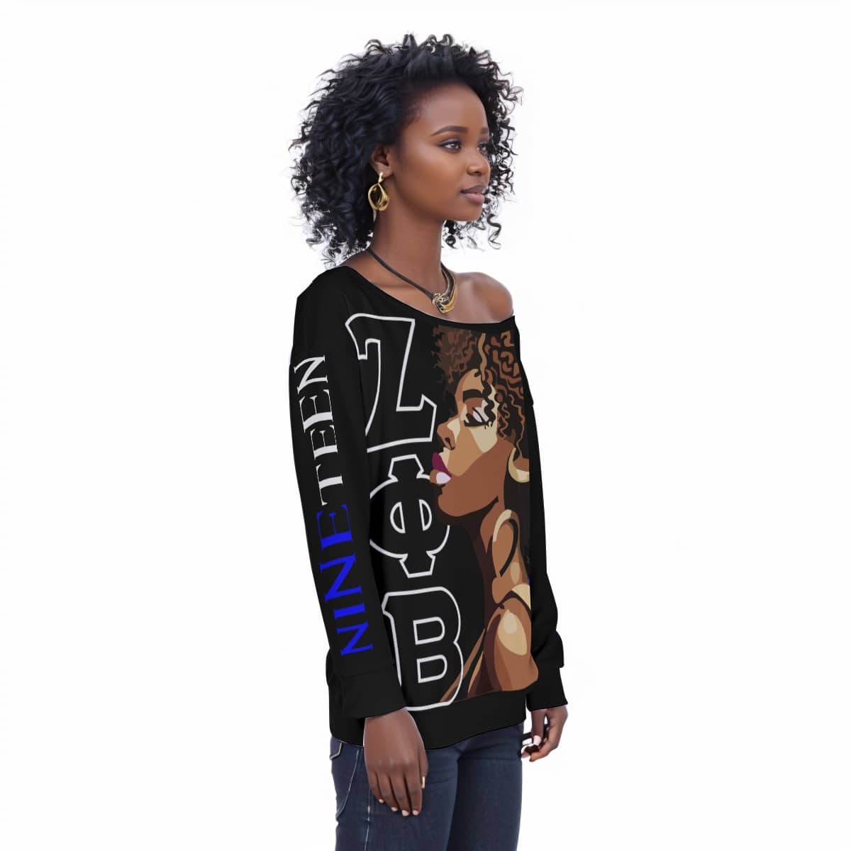 Zeta Phi Beta Classy Off-Shoulder Sweatshirt - Image 2