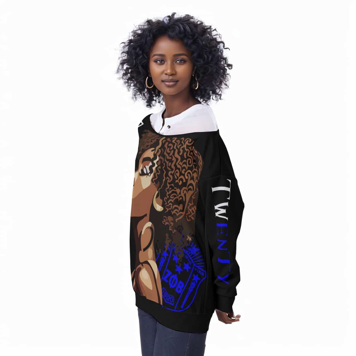 Zeta Phi Beta Classy Off-Shoulder Sweatshirt - Image 3