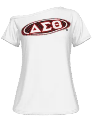 Delta Sigma Theta Elipse Stripes Off-Shoulder T-shirt