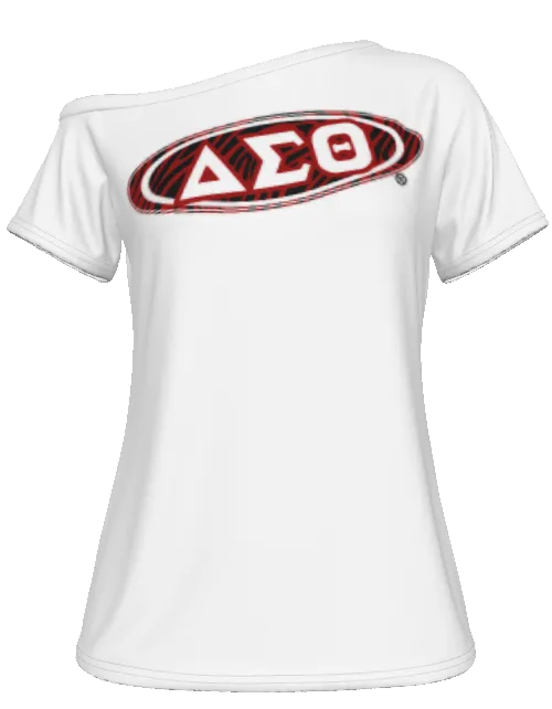 Delta Sigma Theta Elipse Stripes Off-Shoulder T-shirt