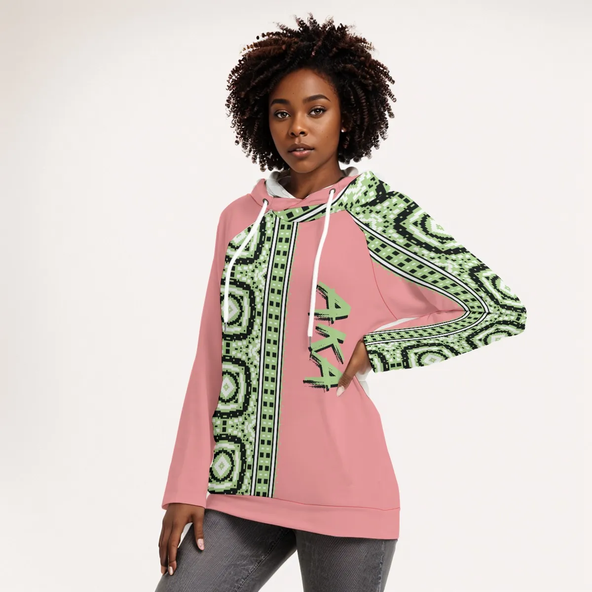 Alpha Kappa Alpha AKA Women's Hoodie With Double Hood - Image 3