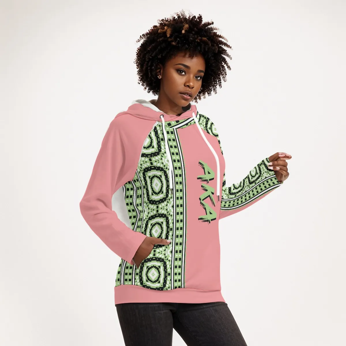 Alpha Kappa Alpha AKA Women's Hoodie With Double Hood - Image 2