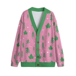 Alpha Kappa Alpha V-neck Knitted Fleece Cardigan With Button Closure