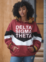 Delta Sigma Theta Color Blocked Hoodie with African Accents
