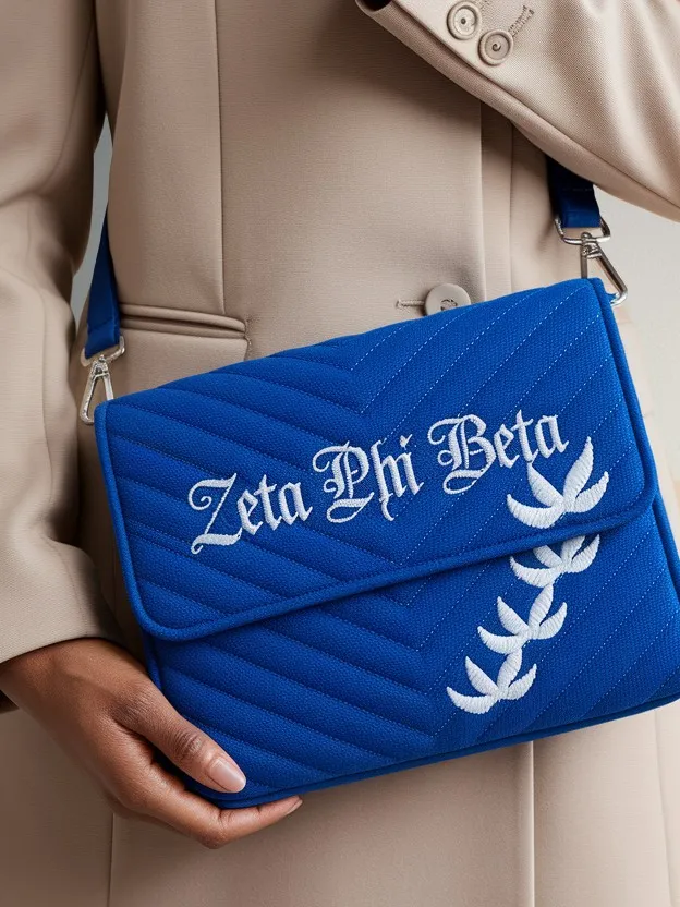 Zeta Phi Beta Azure Elegance Crossbody Bag