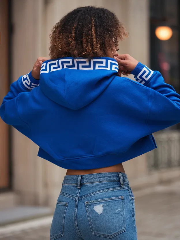 Zeta Phi Beta Cropped Hoodie with Greek Letters - Image 2