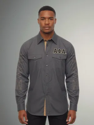 Alpha Phi Alpha Charcoal Crest Long-Sleeve Button-Up Shirt