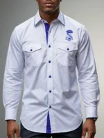 Phi Beta Sigma White Crest Long-Sleeve Button-Up Shirt