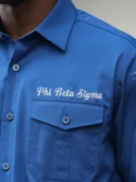 Phi Beta Sigma Blue Signature Long-Sleeve Button-Up Shirt