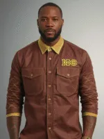 Iota Phi Theta Two-Tone Crest Long-Sleeve Button-Up Shirt
